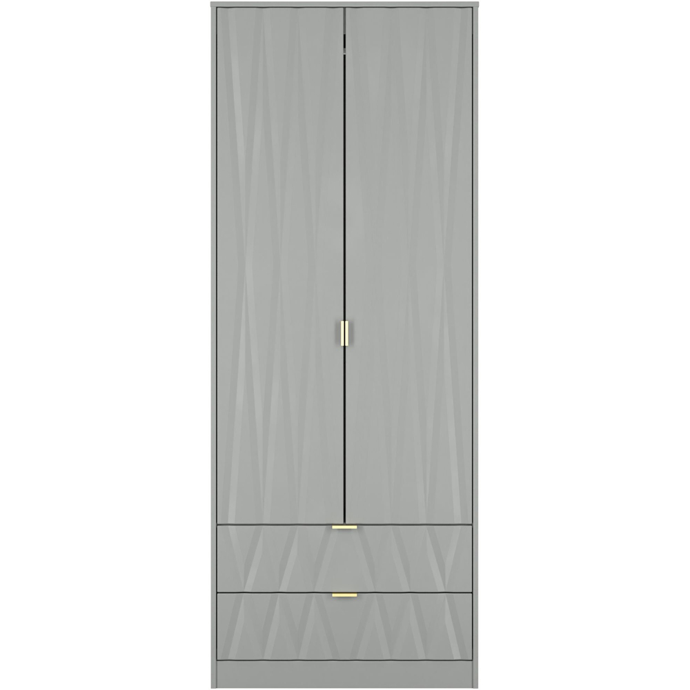 Crowndale Diamond 2 Door 2 Drawer Dusk Grey Tall Wardrobe Ready Assembled Image 3