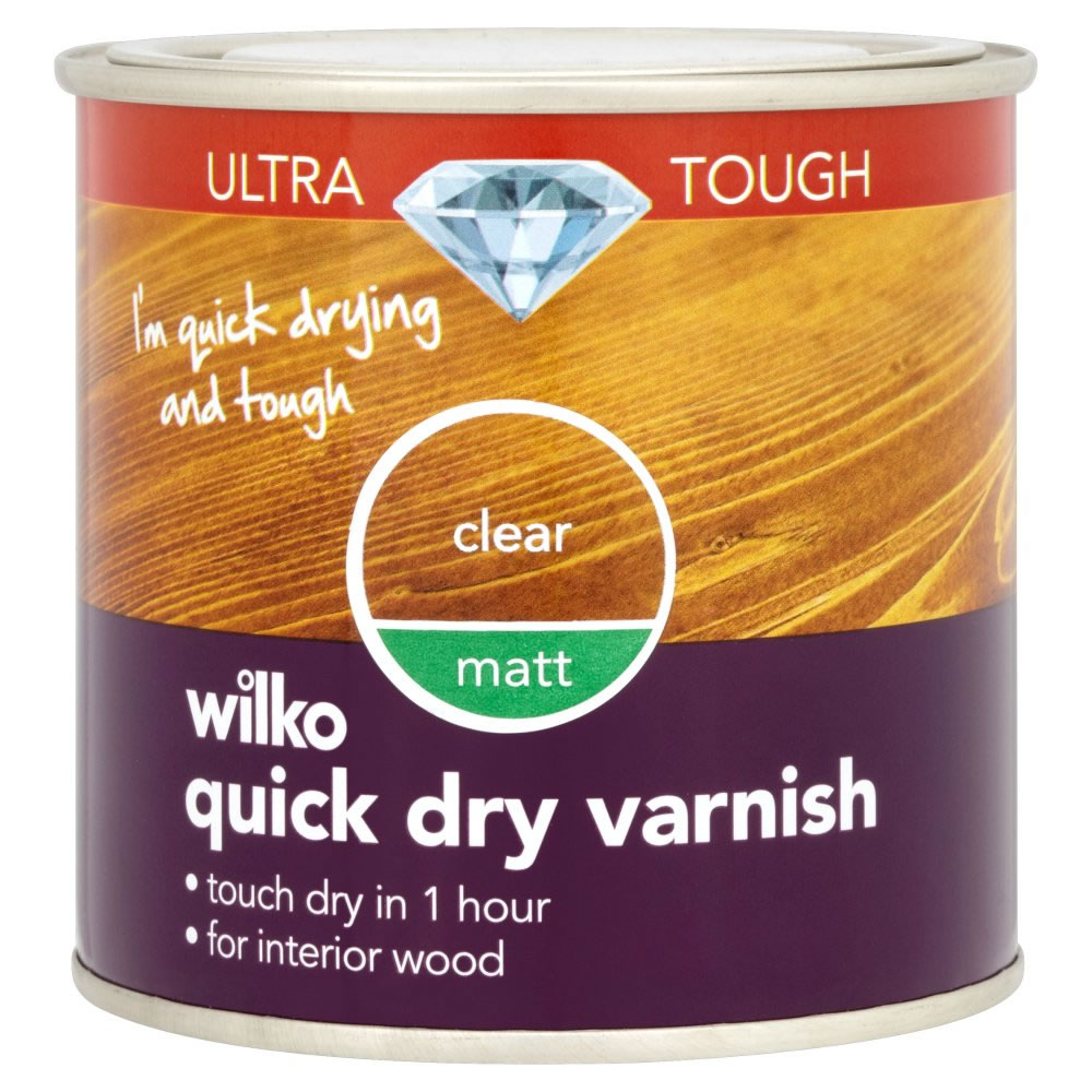 Wilko Ultra Tough Quick Dry Clear Matt Varnish 250 ml Image 1