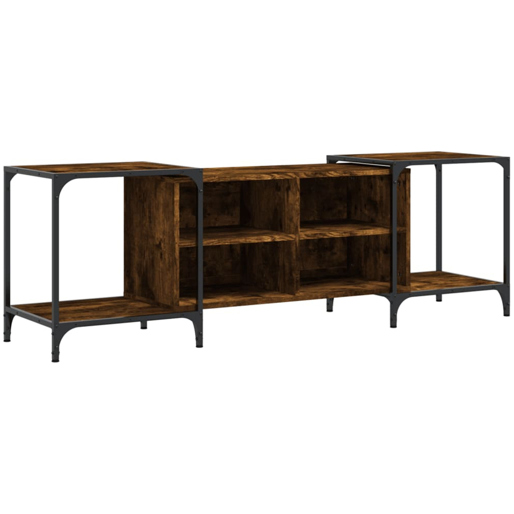 vidaXL 4 Shelf Smoked Oak Industrial Style Adjustable TV Cabinet Image 2