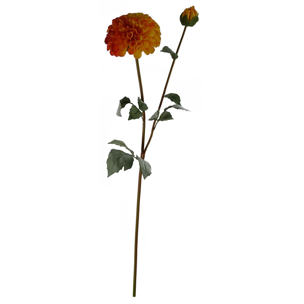 Leaf Orange Dahlia and Fern Artificial Flower Bundle with Vase 75cm 10 Pack Image 6