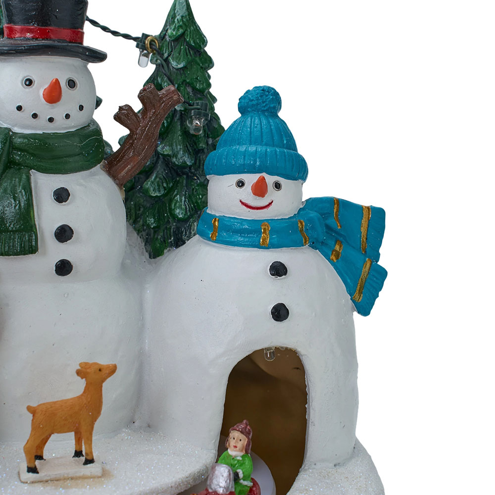 Living and Home Snowman with Spinning Sled LED Music Box Image 4