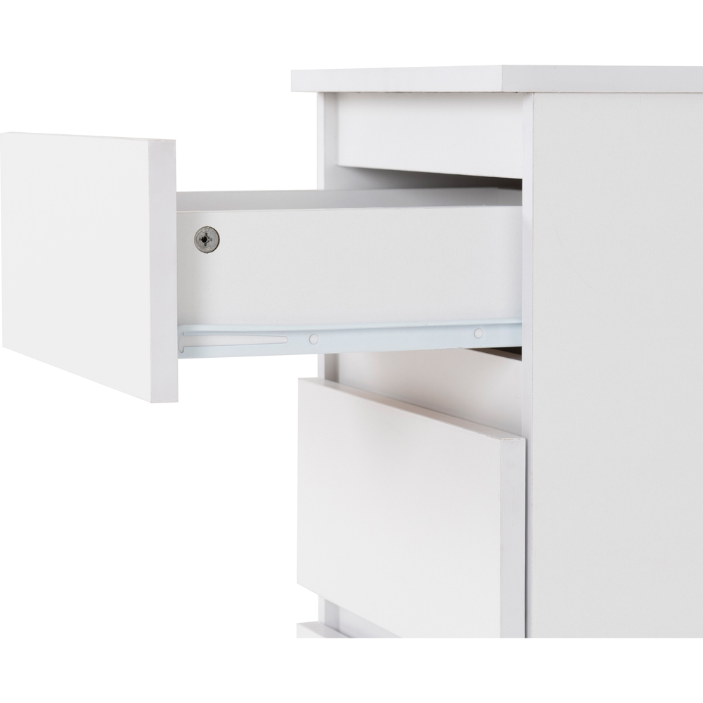 Seconique Malvern 3 Drawer White Bedside Table Image 5
