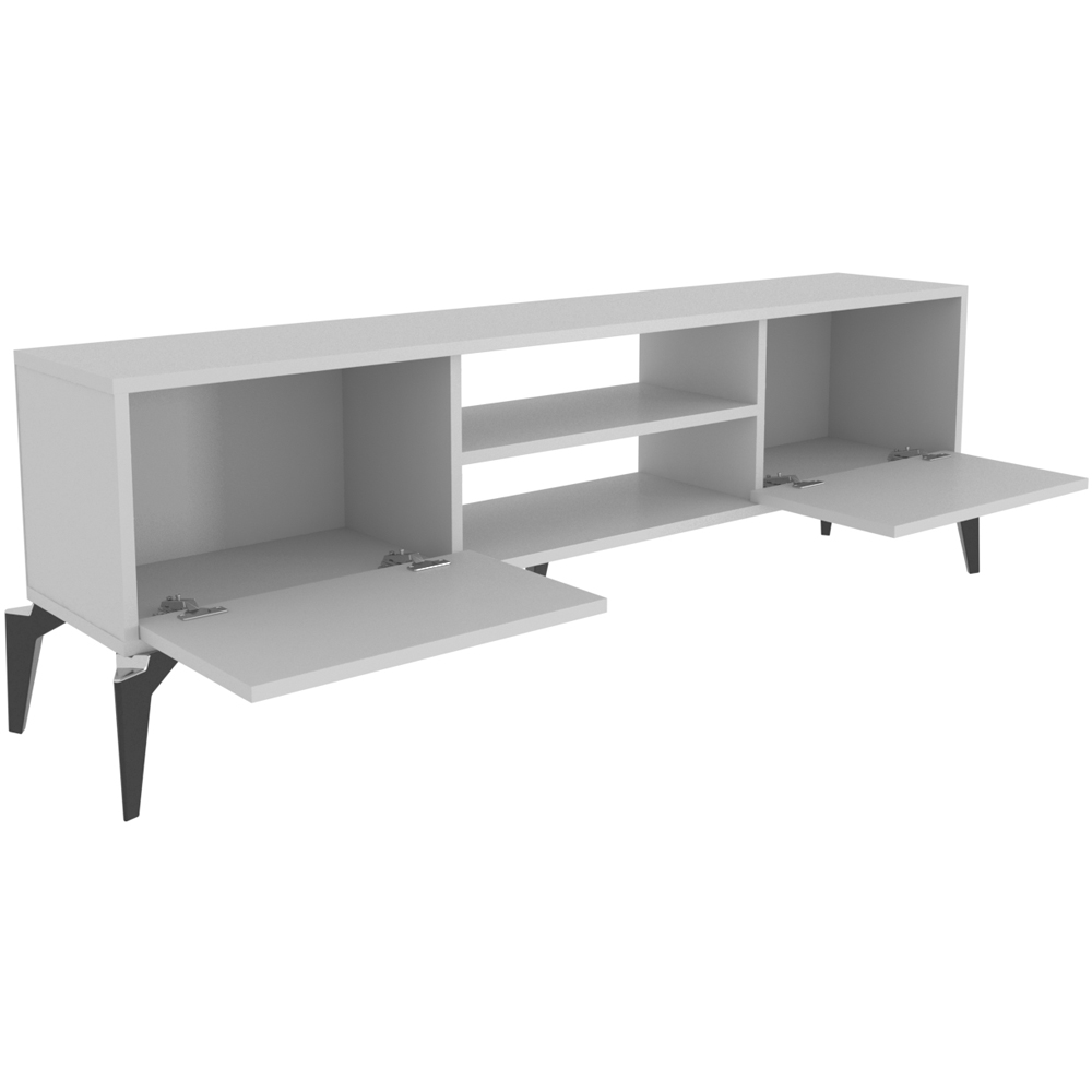 Decorotika Lojo 2 Door 2 Shelf White TV Stand for 71 inch TV Image 3