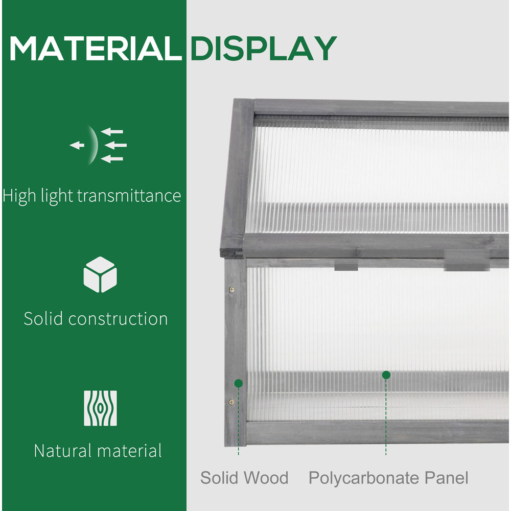 Outsunny Grey Wooden Polycarbonate 2.9 x 1.7ft Mini Greenhouse Image 5