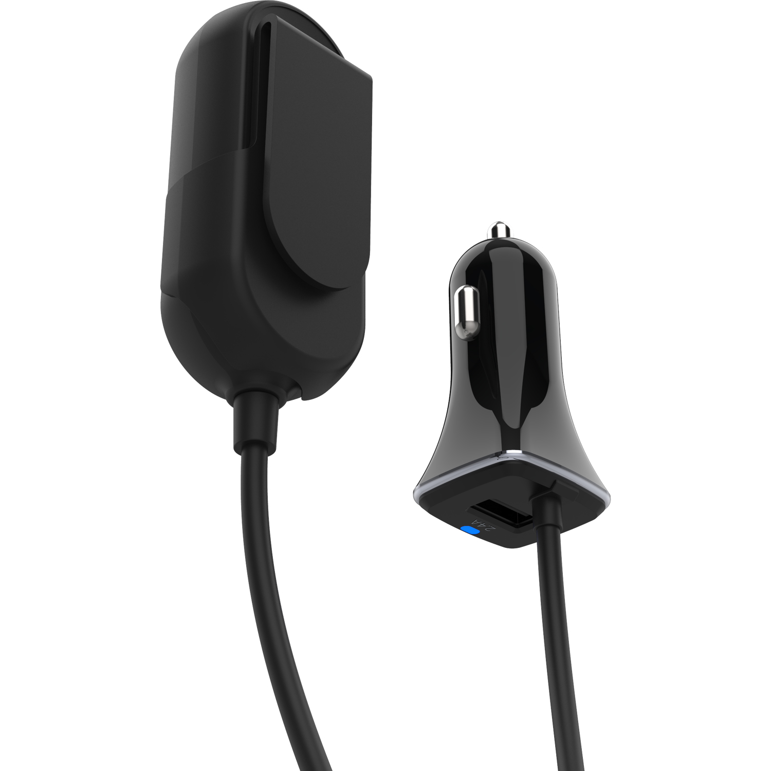 Car Charger with Rear Extension - Black Image 2