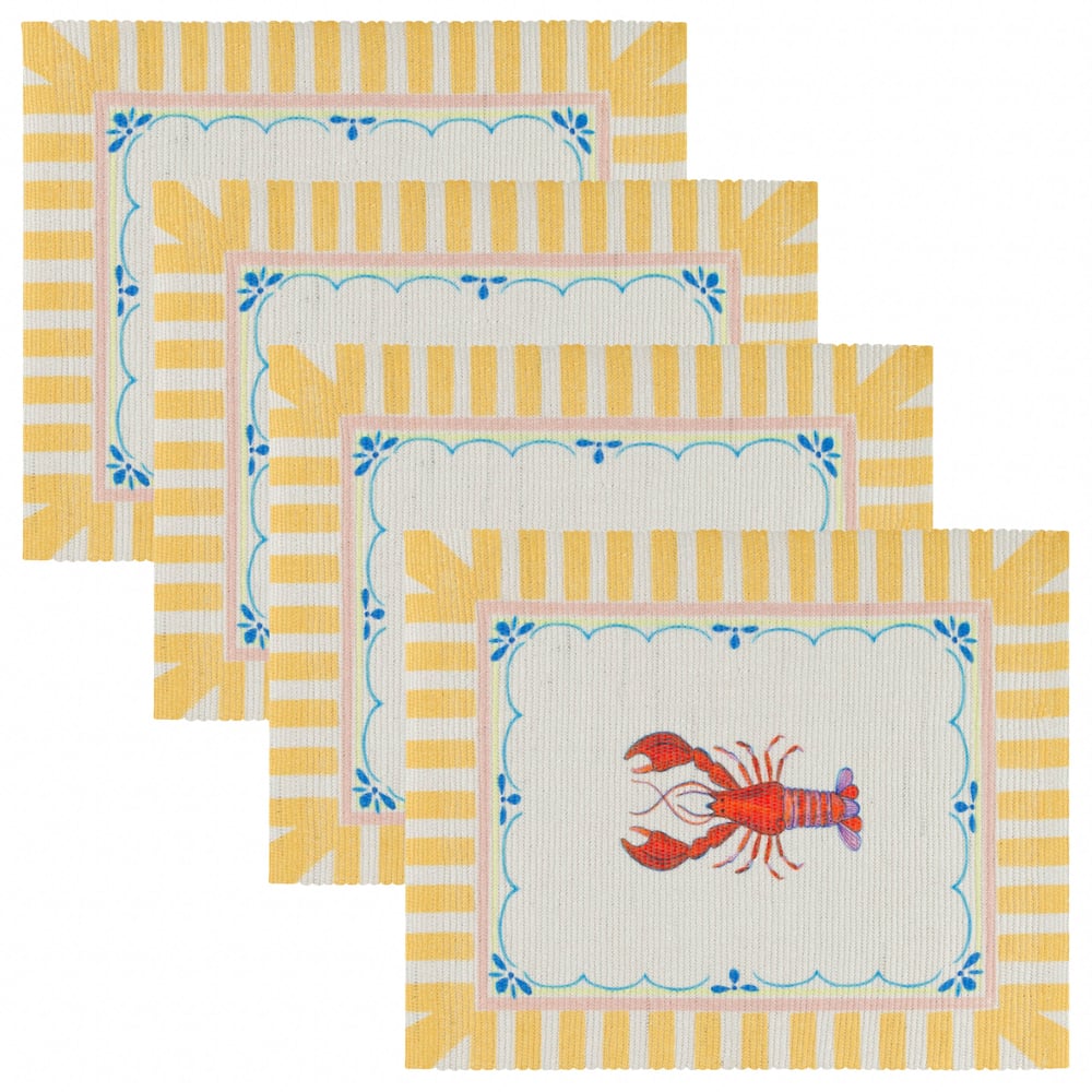 furn. Brunch Stripes Multicolour Indoor and Outdoor Placemat 36 x 46cm 4 Pack Image 1