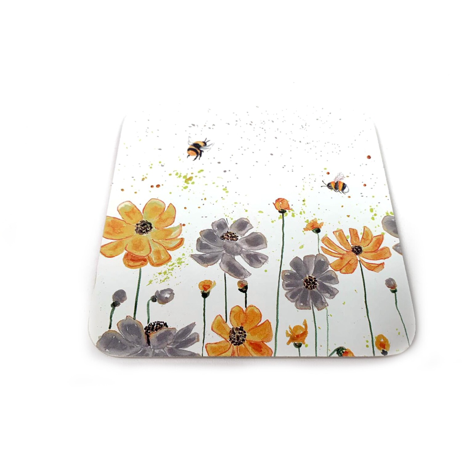 Set of 6 Summer Bees Coasters - White Image