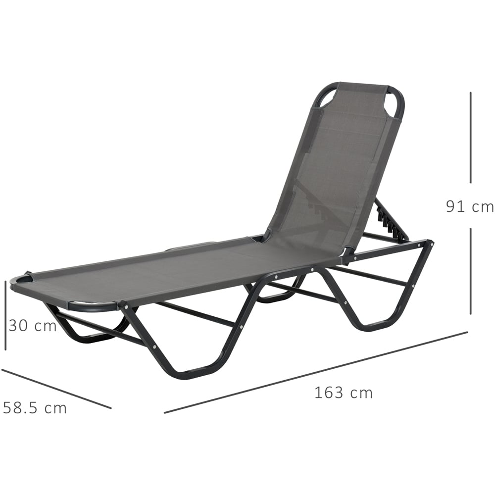 Outsunny Grey Relaxer Recliner Sun Lounger Image 7