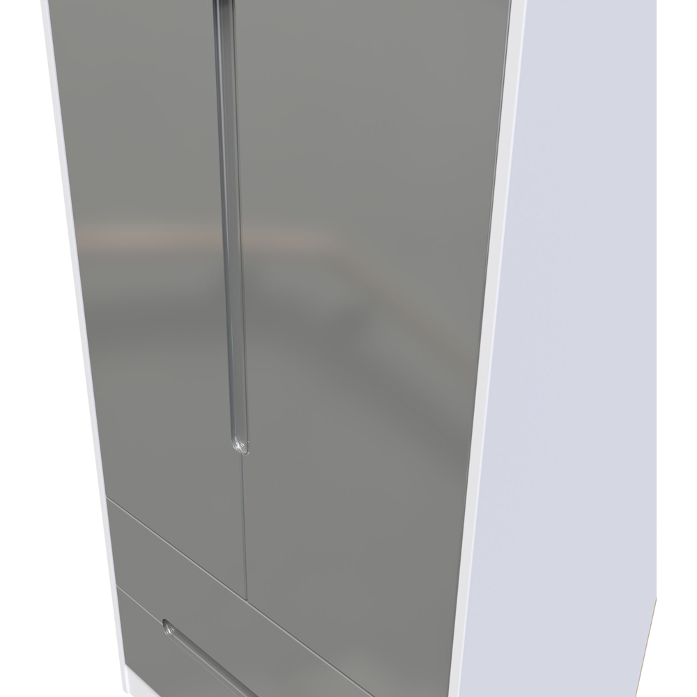 Crowndale Monaco 2 Door 2 Drawer Grey Gloss and White Tall Wardrobe Ready Assembled Image 5