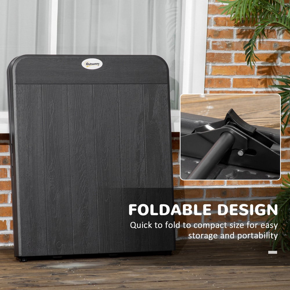 Outsunny 6 Seater Black Folding Garden Dining Table Image 6