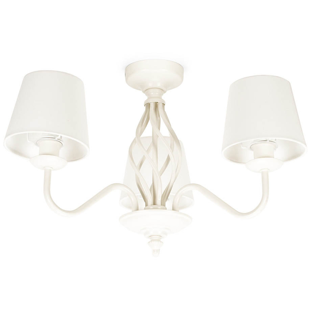 ValueLights Memphis Cream Metal Barley Twist LED Ceiling Lamp Image 1