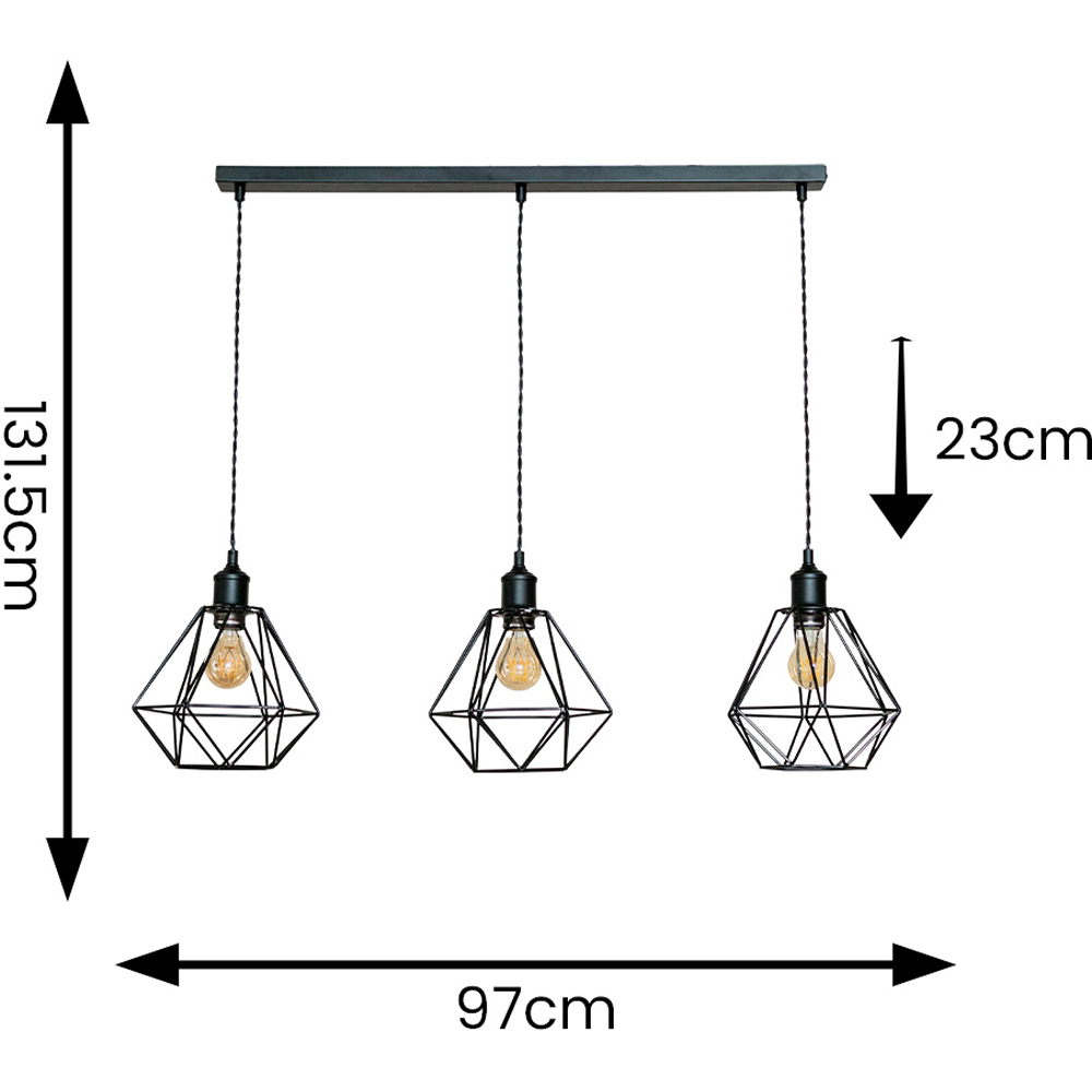 ValueLights Diablo Geometric 3 Drop Diner Bar Matte Black Ceiling LED Pendant Light Image 7
