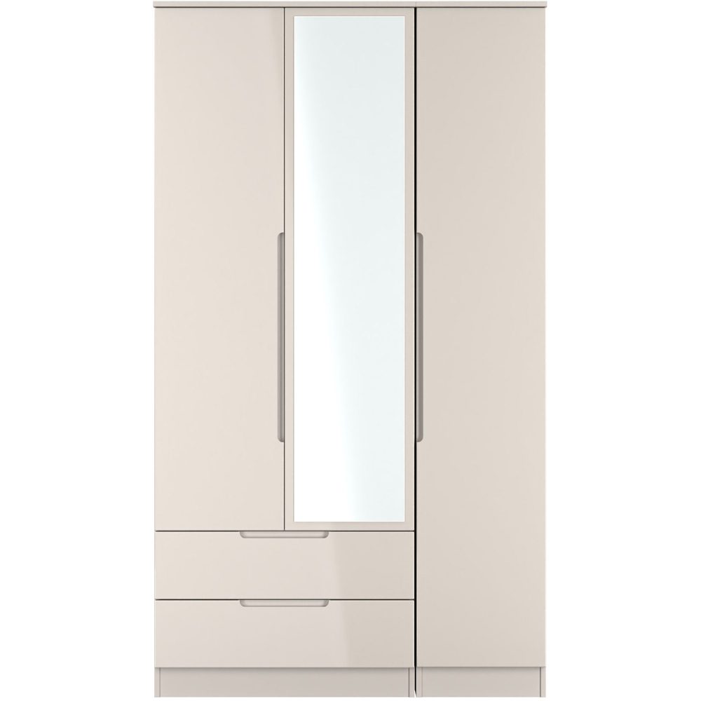Crowndale Milan 3 Door 2 Drawer Kashmir Gloss and Kashmir Tall Mirrored Wardrobe Ready Assembled Image 3