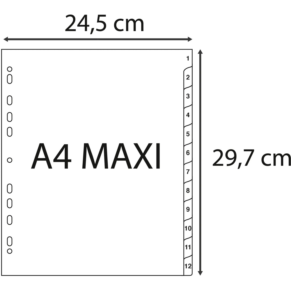 Exacompta A4 Maxi Grey Recycled Polypropylene 1-12 Divider 10 Pack Image 5