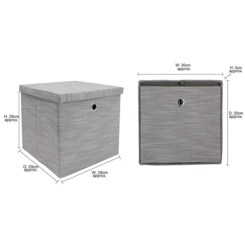 JVL Serena Light Grey Foldable Cube Organiser Box with Lid  Image 9