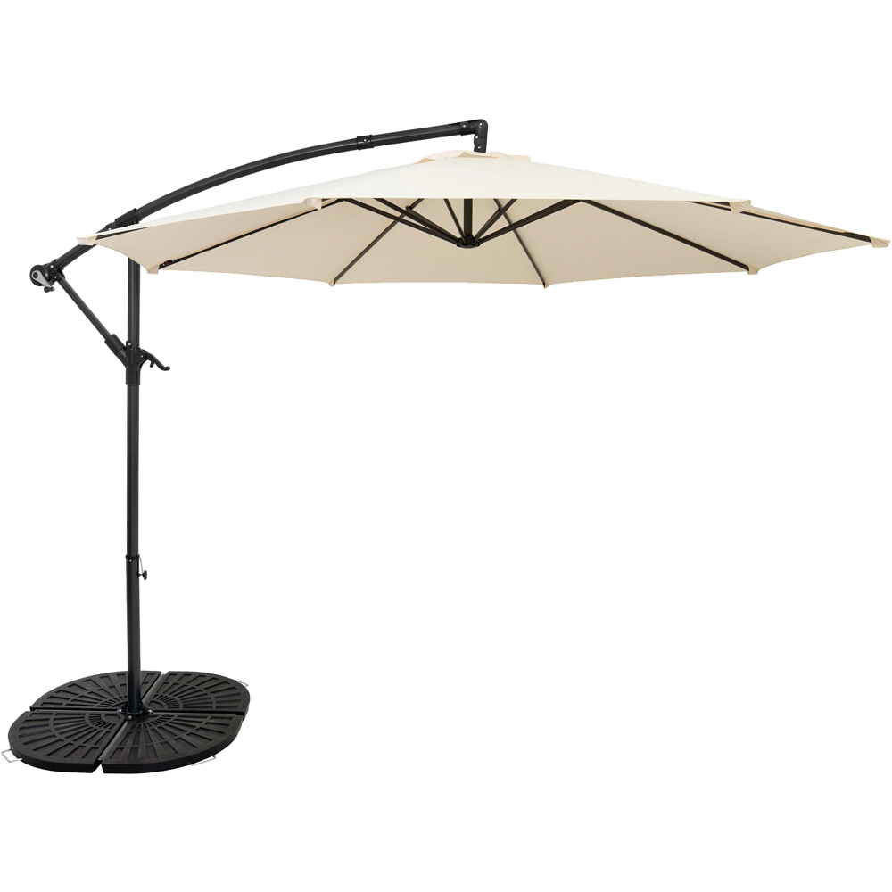 MonsterShop Cream Cantilever Parasol with Full Fan Base 3m Image 1
