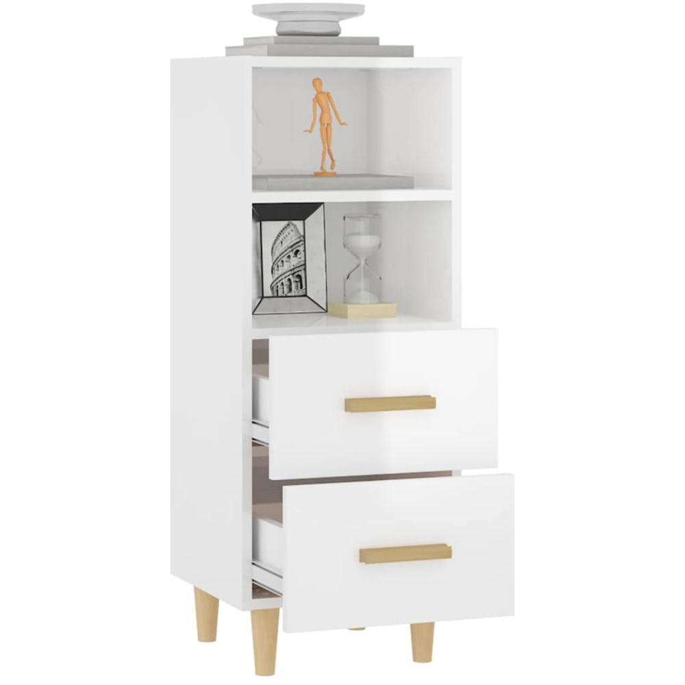 vidaXL 2 Drawer 2 Shelf High Gloss White Sideboard Image 4
