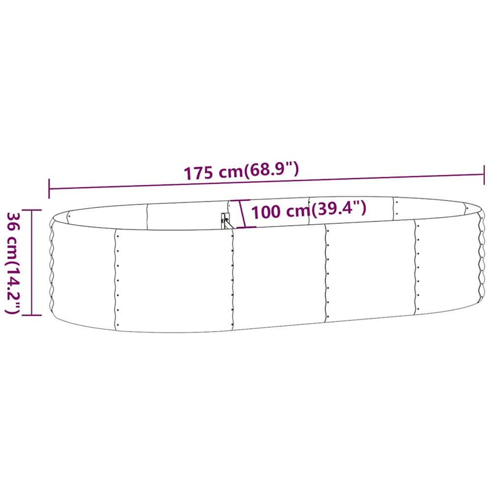 vidaXL Anthracite Galvanised Steel Raised Garden Bed 36 x 100 x 175cm Image 5