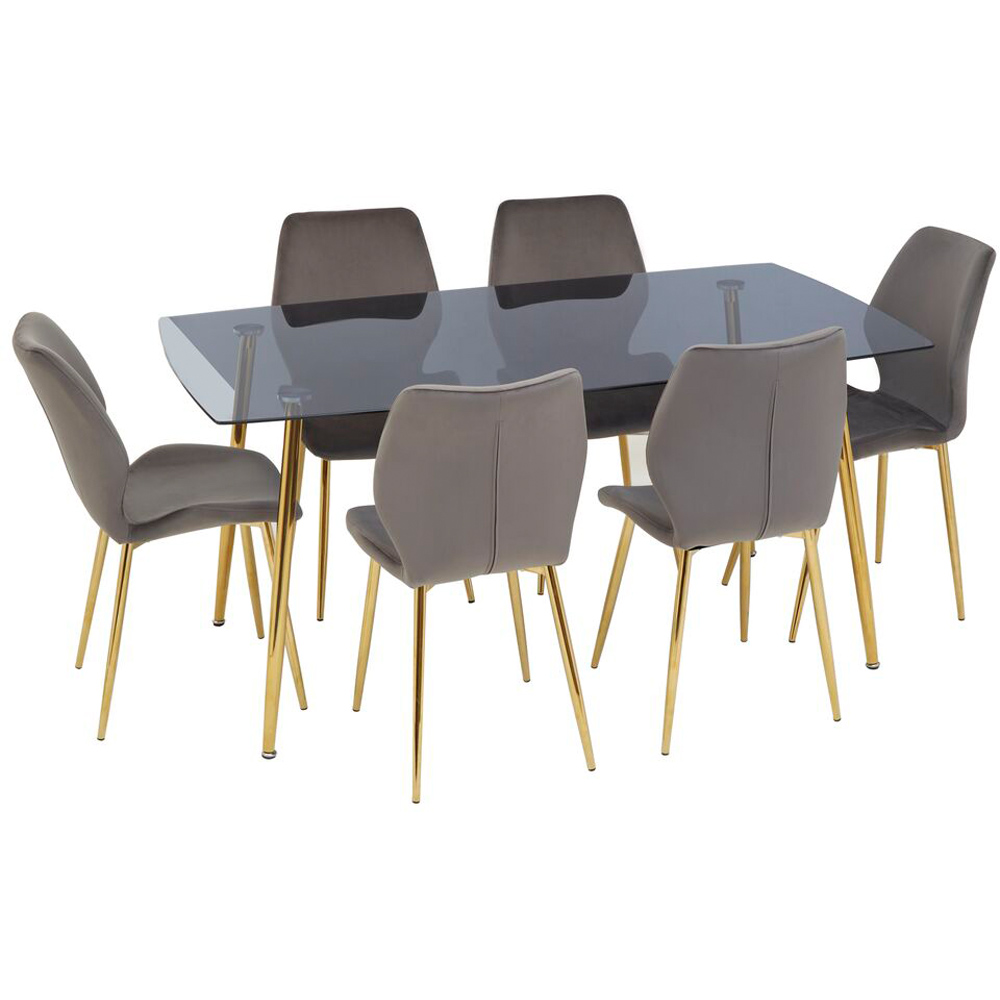 Premier Housewares Wimslow 6 Seater Smoked Glass Dining Set Image 2