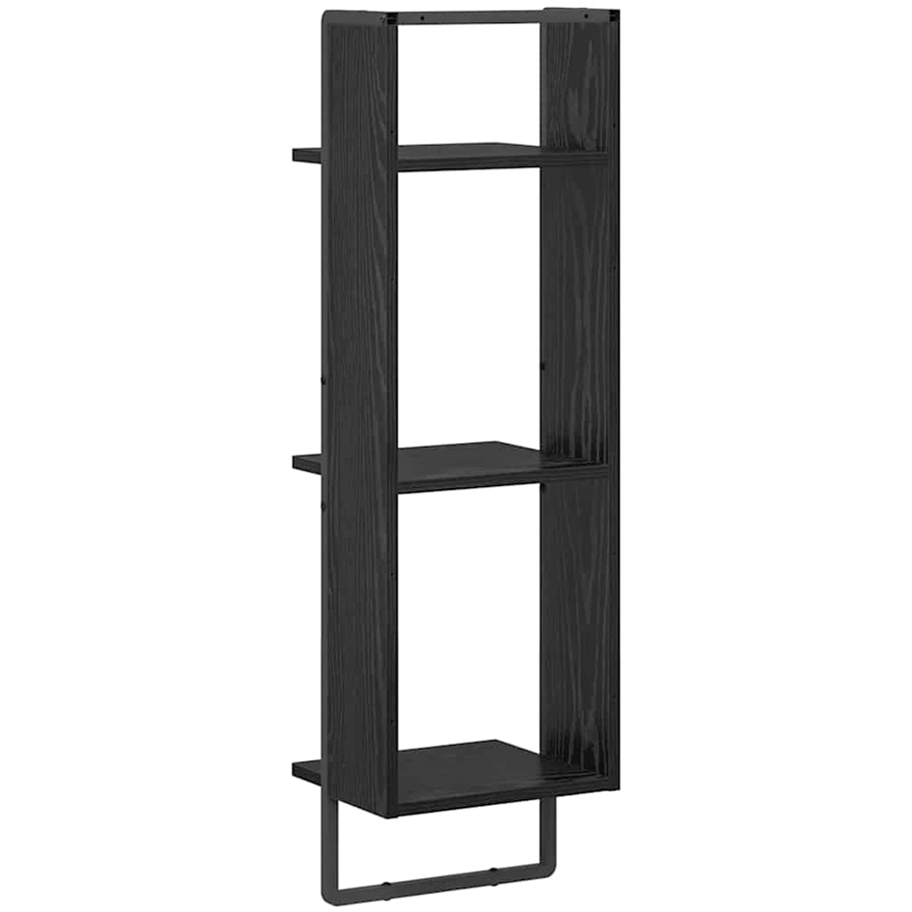 vidaXL 3 Shelf Black Oak Wall Shelf Image 6