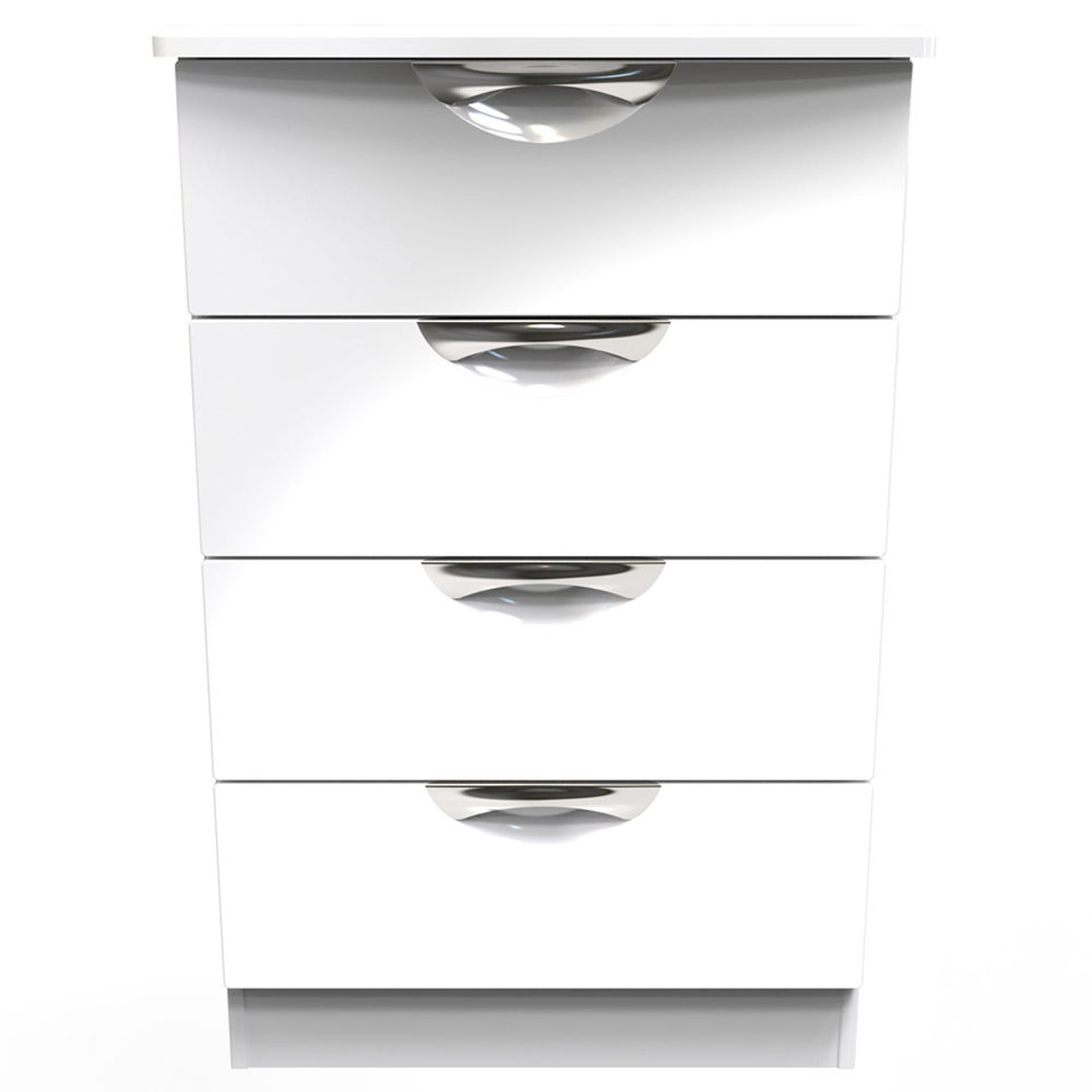 Crowndale Camden 4 Drawer White Gloss and White Midi Chest of Drawers Ready Assembled Image 2