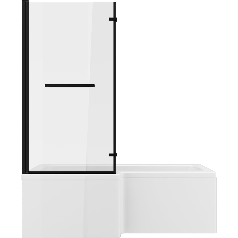 Bathstore Nazare Matt Black Left Hand L-Shape Shower Bath Set 1700 x 850mm Image 3