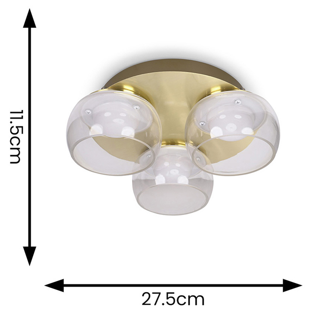 ValueLights Alissa Brushed Gold LED 3 Way Ceiling Light with Smoked Glass Image 5