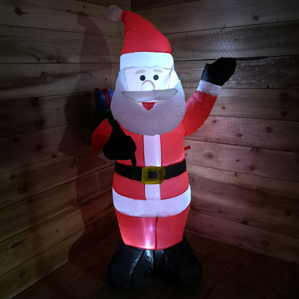 Samuel Alexander Standing Santa with Gift in Sack Inflatable Christmas Decoration 4ft Image 4