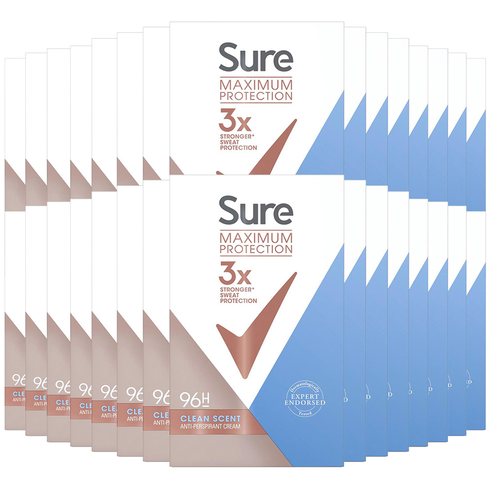 Sure Women Maximum Protection Clean Scent Anti-Perspirant Deodorant Stick 45ml 30 Pack Image 1
