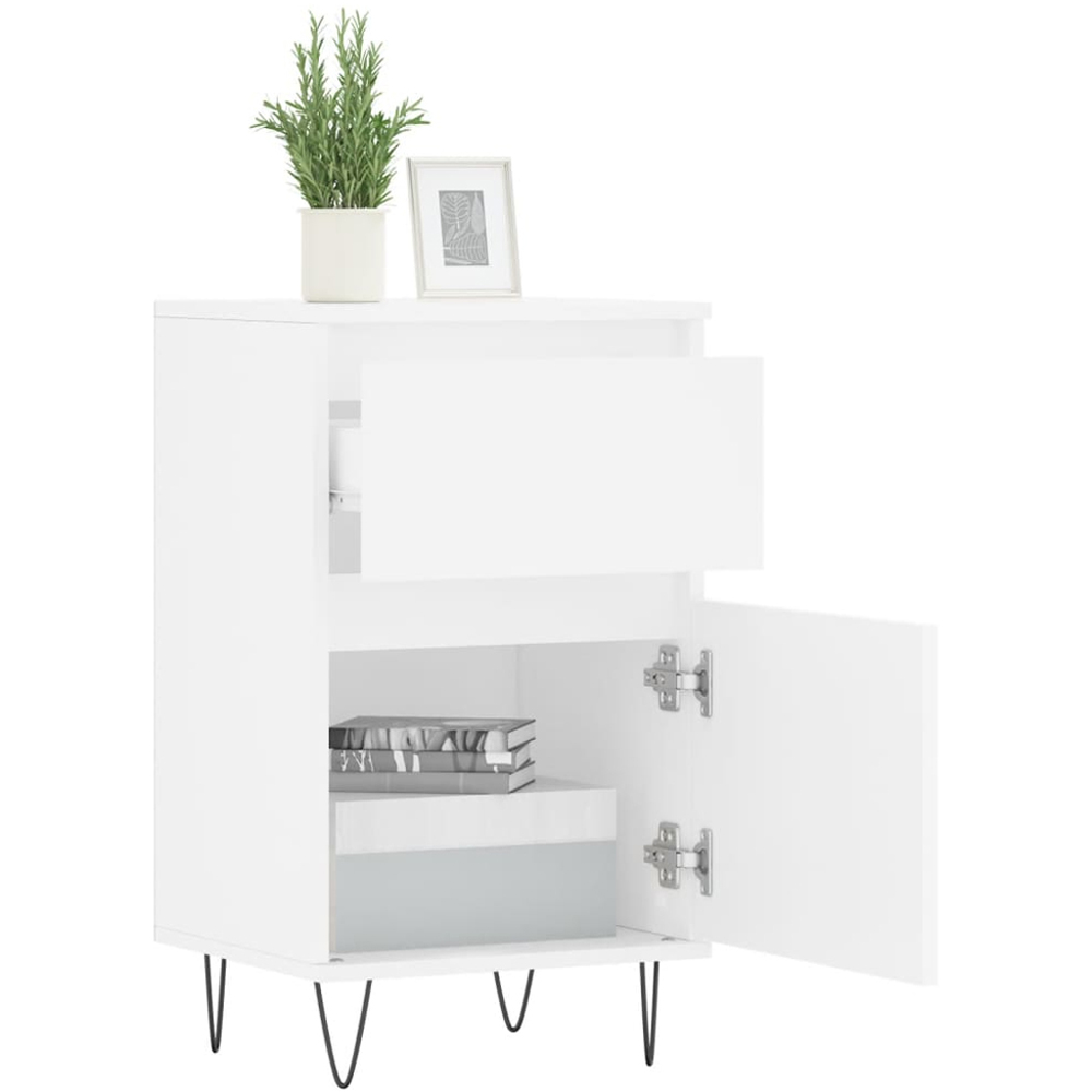 vidaXL Single Door Single Drawer White Small Sideboard Image 4