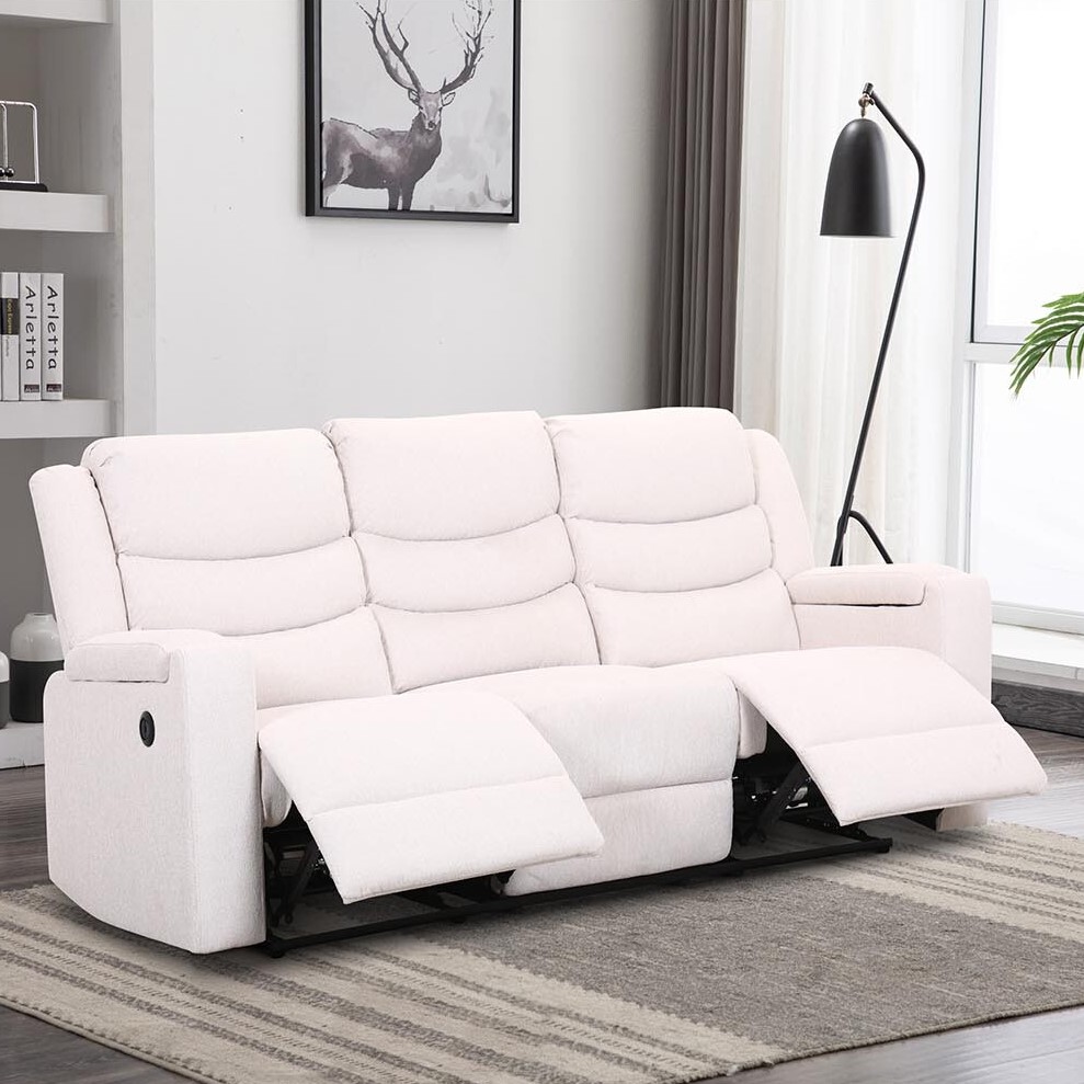 Heritage 3 Seater Ivory Recliner Sofa Image 1