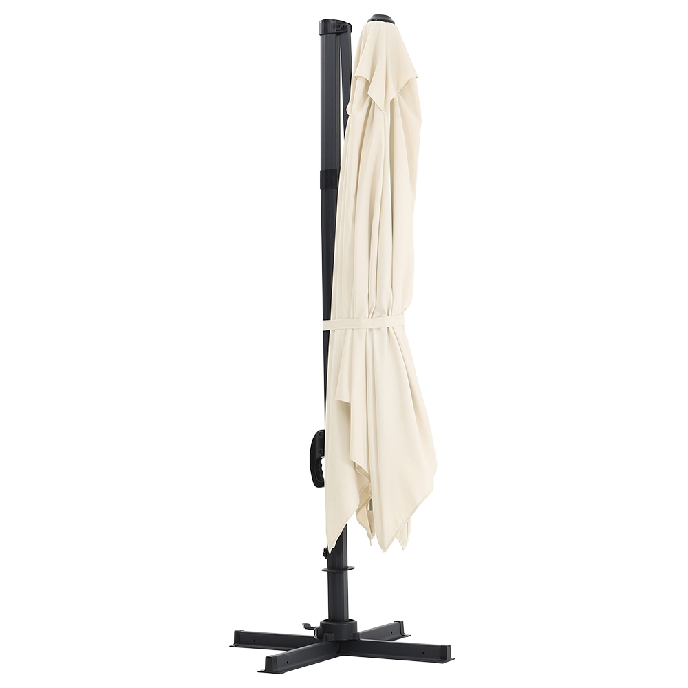 Living and Home Beige Square Rotating Crank Cantilever Parasol with Square Base 3m Image 7