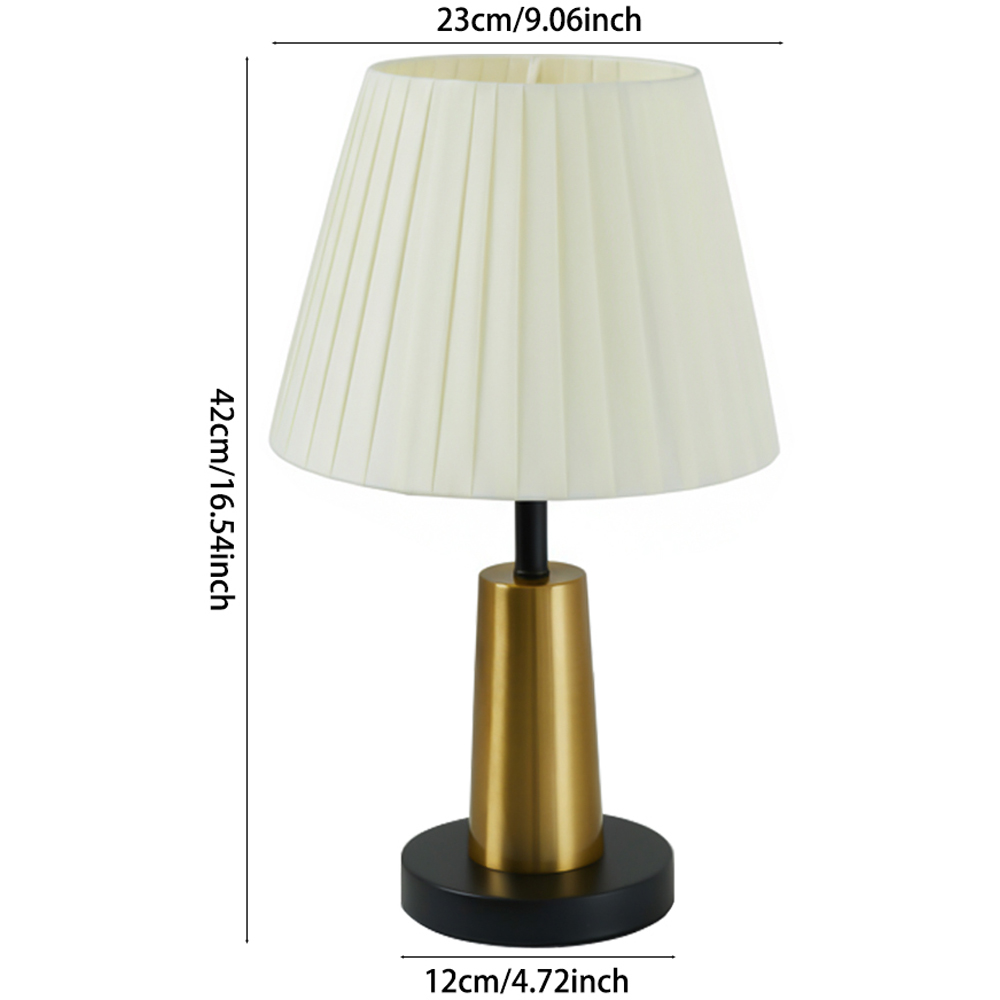Living and Home Beige Pleated Fabric Shade Black and Gold E27 Table Lamp Image 8