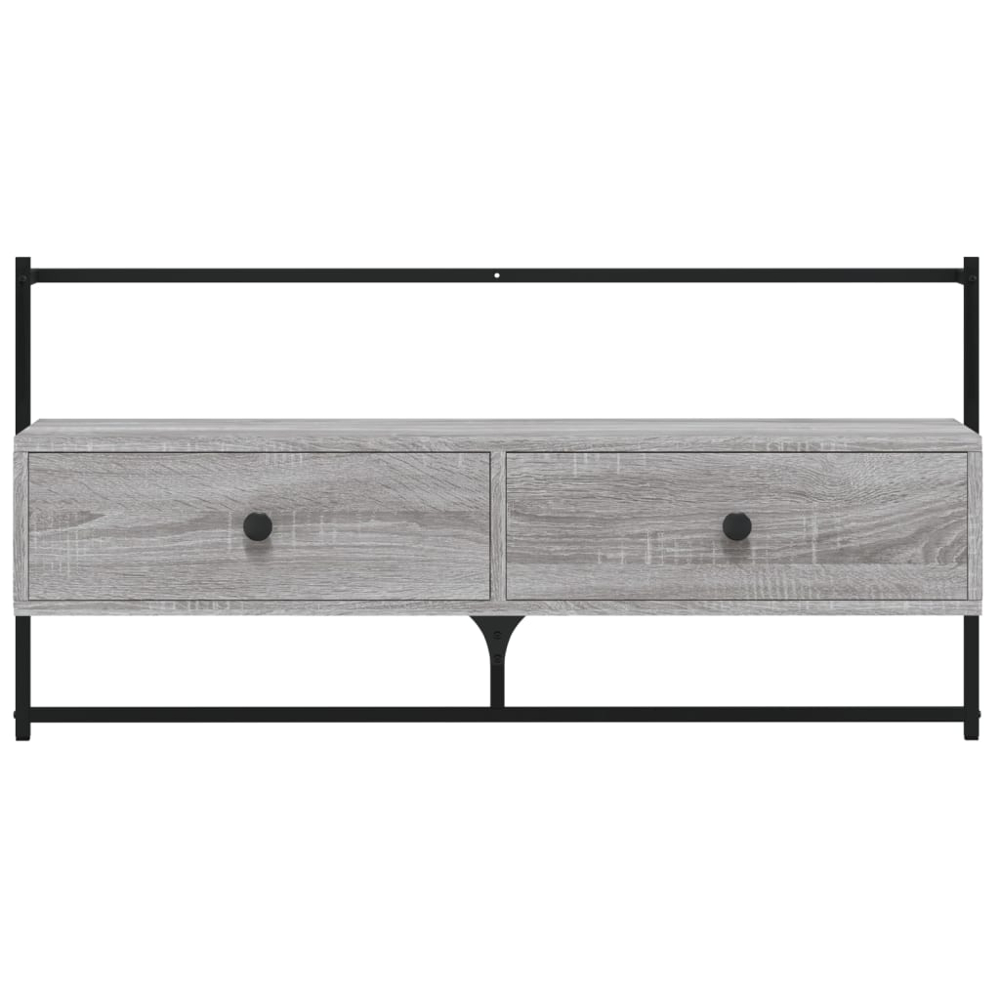 vidaXL 2 Drawer Grey Sonoma Wall Mounted TV Cabinet Image 4
