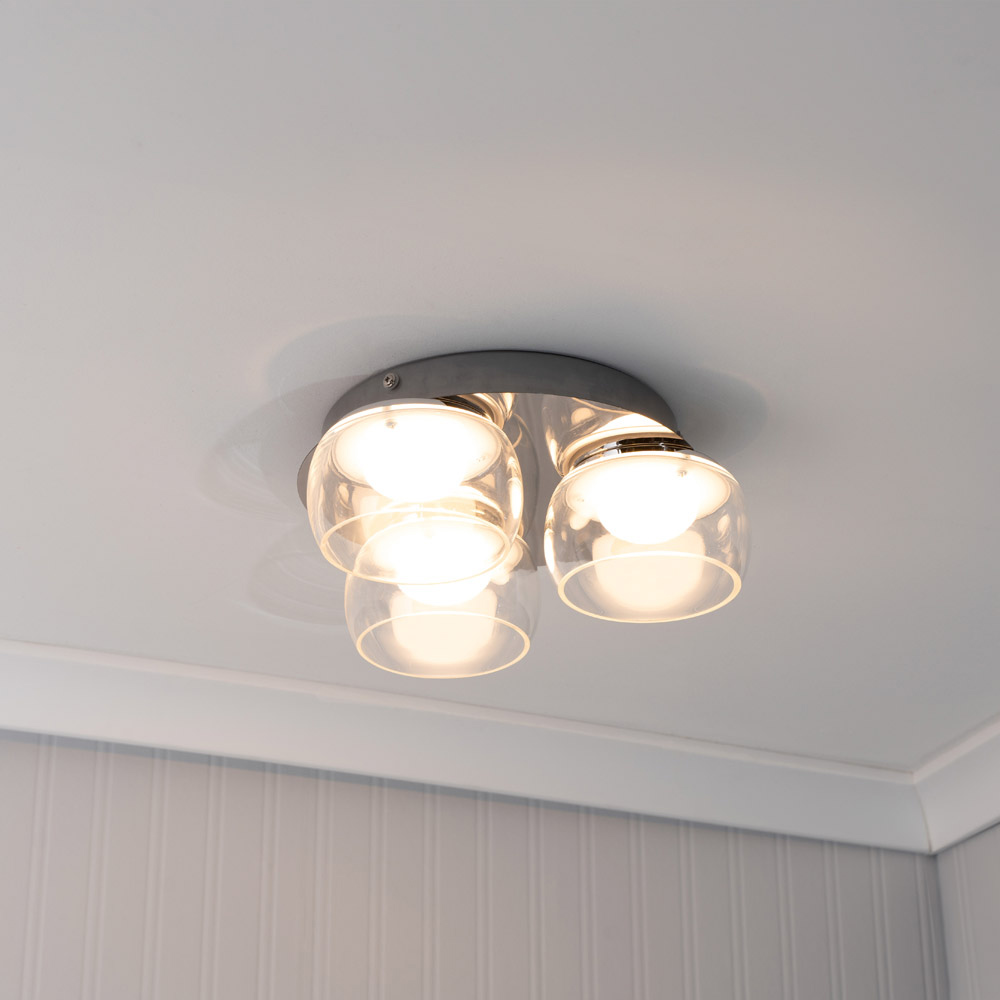 ValueLights Alissa Chrome LED 3 Way Ceiling Light with Smoked Glass Image 2