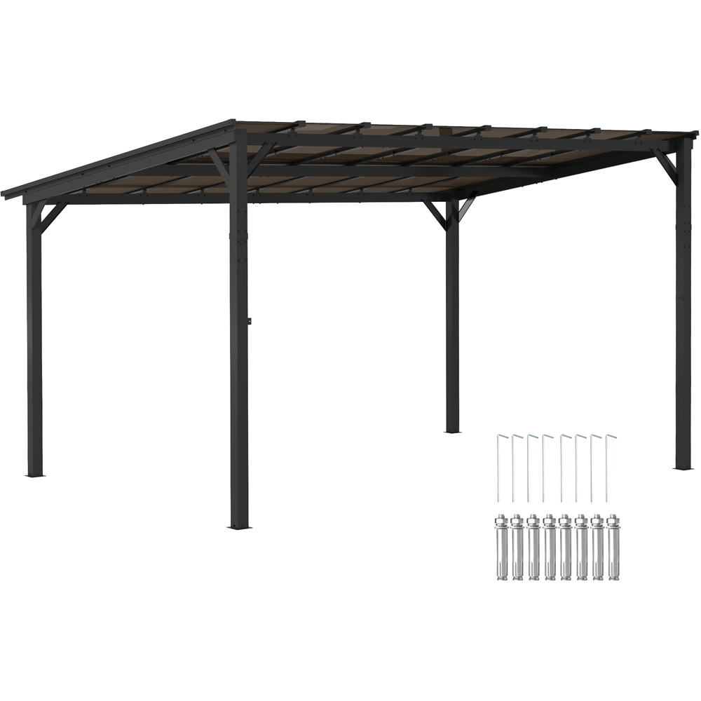 Outsunny 3 x 4.3m Black Pergola with Waterproof Roof Image 2