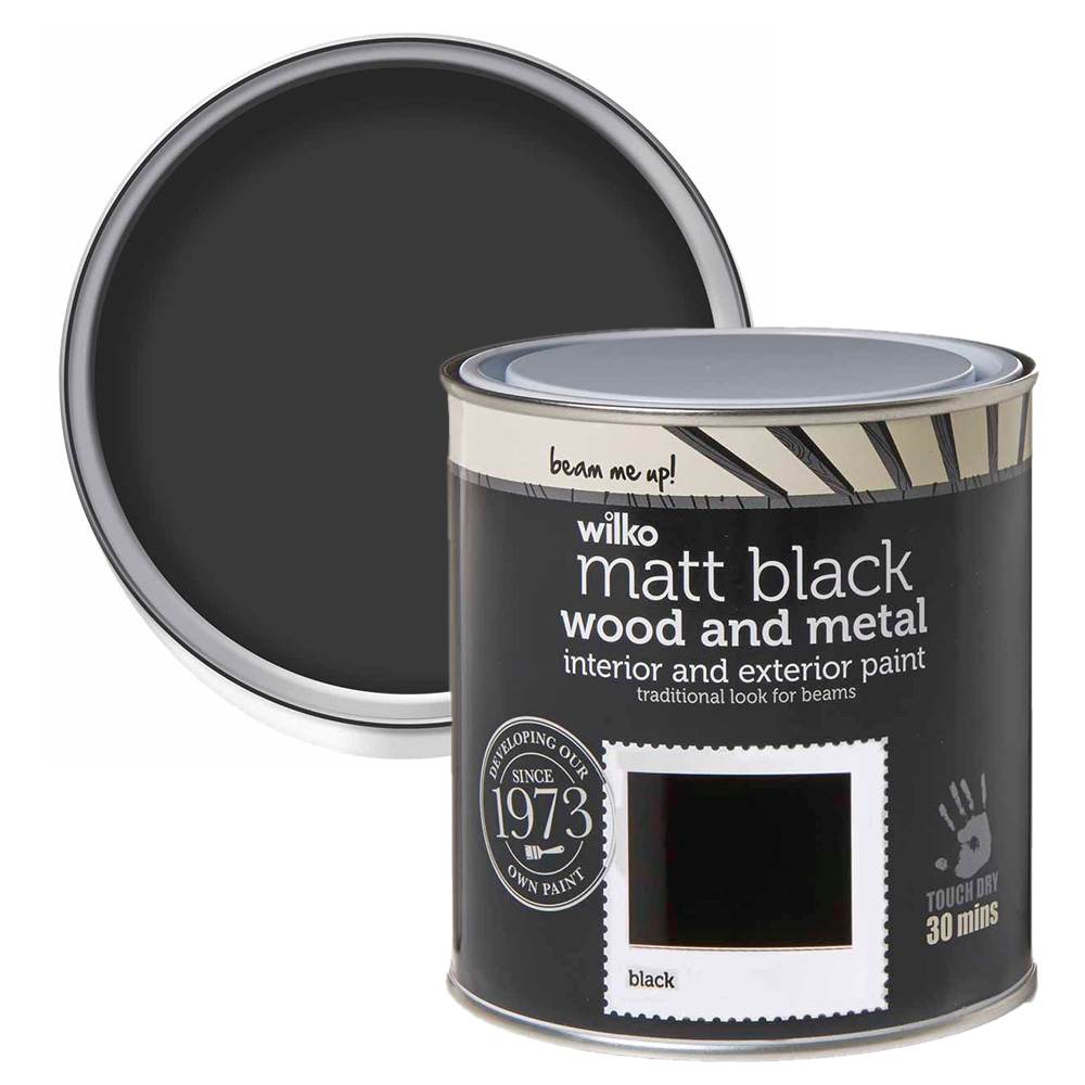 Wilko Quick Dry Furniture Black Matt Paint 1L Image 1