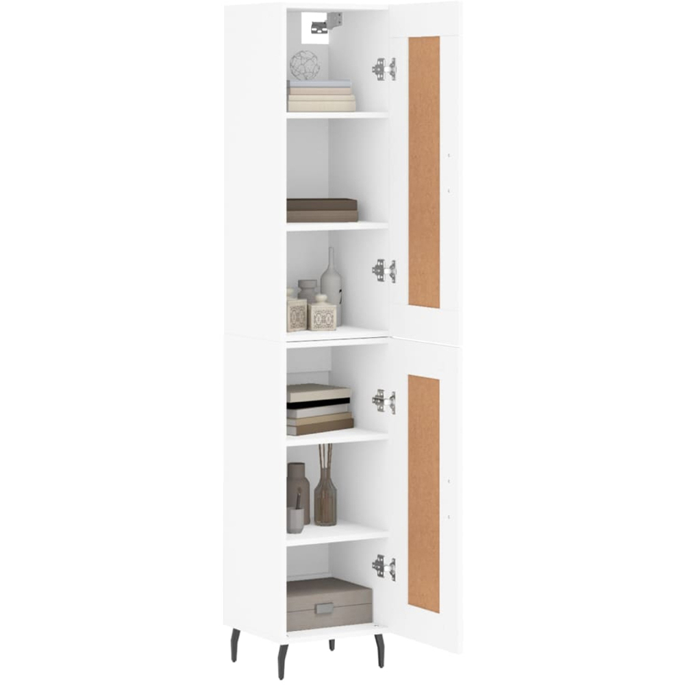 vidaXL 2 Door 6 Shelf White Tall Highboard with Metal Legs Image 3