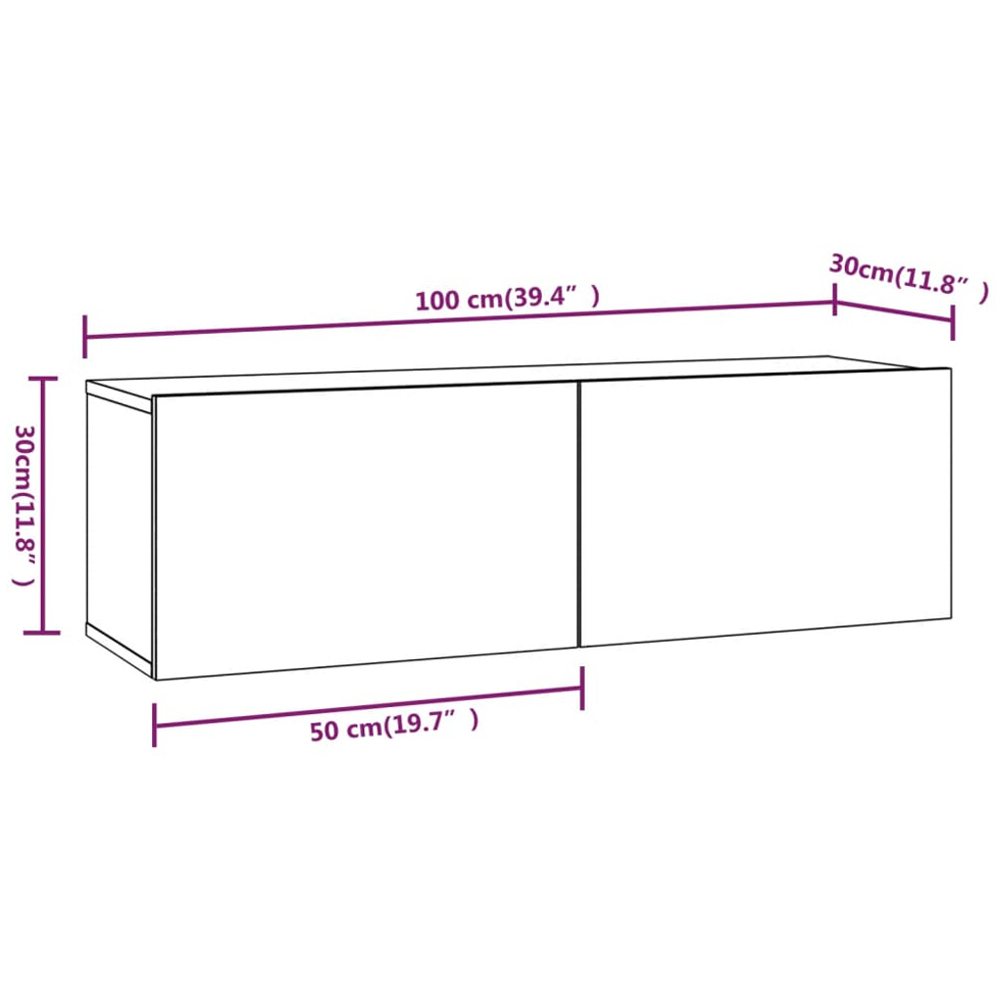 vidaXL 2 Door White Wall-Mounted TV Cabinet Set of 2 Image 9