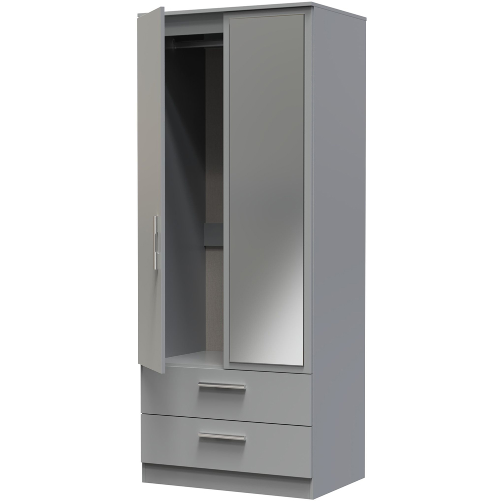 Crowndale Camden 2 Door 2 Drawer Dusk Grey Mirrored Wardrobe Ready Assembled Image 6