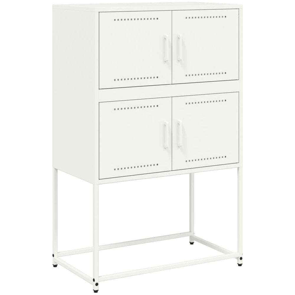 vidaXL 4 Door White Steel Sideboard Image 2