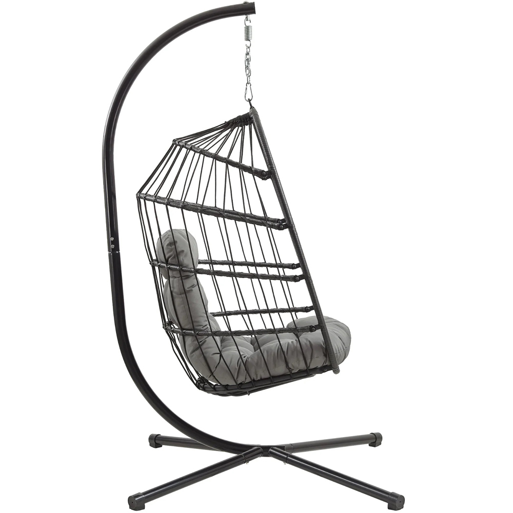 MonsterShop Black Rattan Hanging Egg Chair Image 3