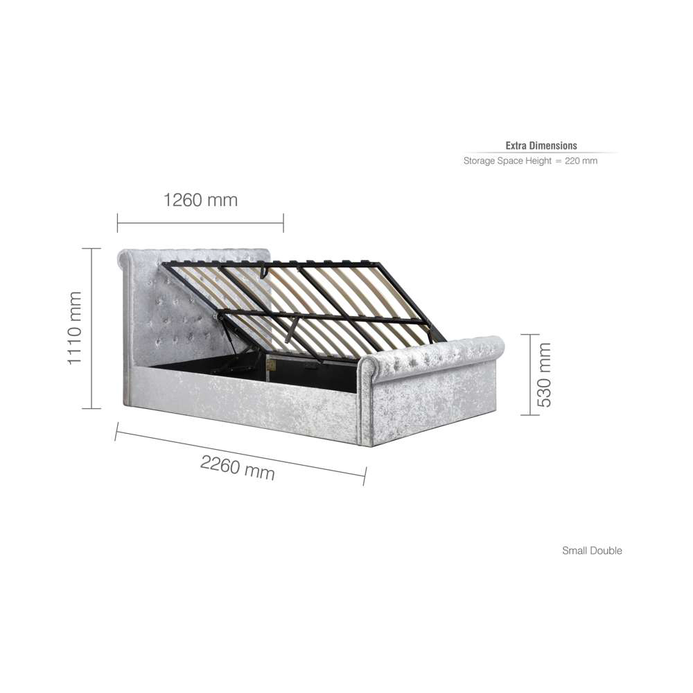 Sienna Small Double Grey Ottoman Bed Frame Image 9