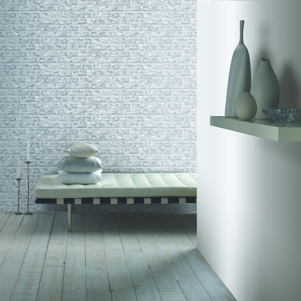 Arthouse Rustic Brick Grey Wallpaper Image 2