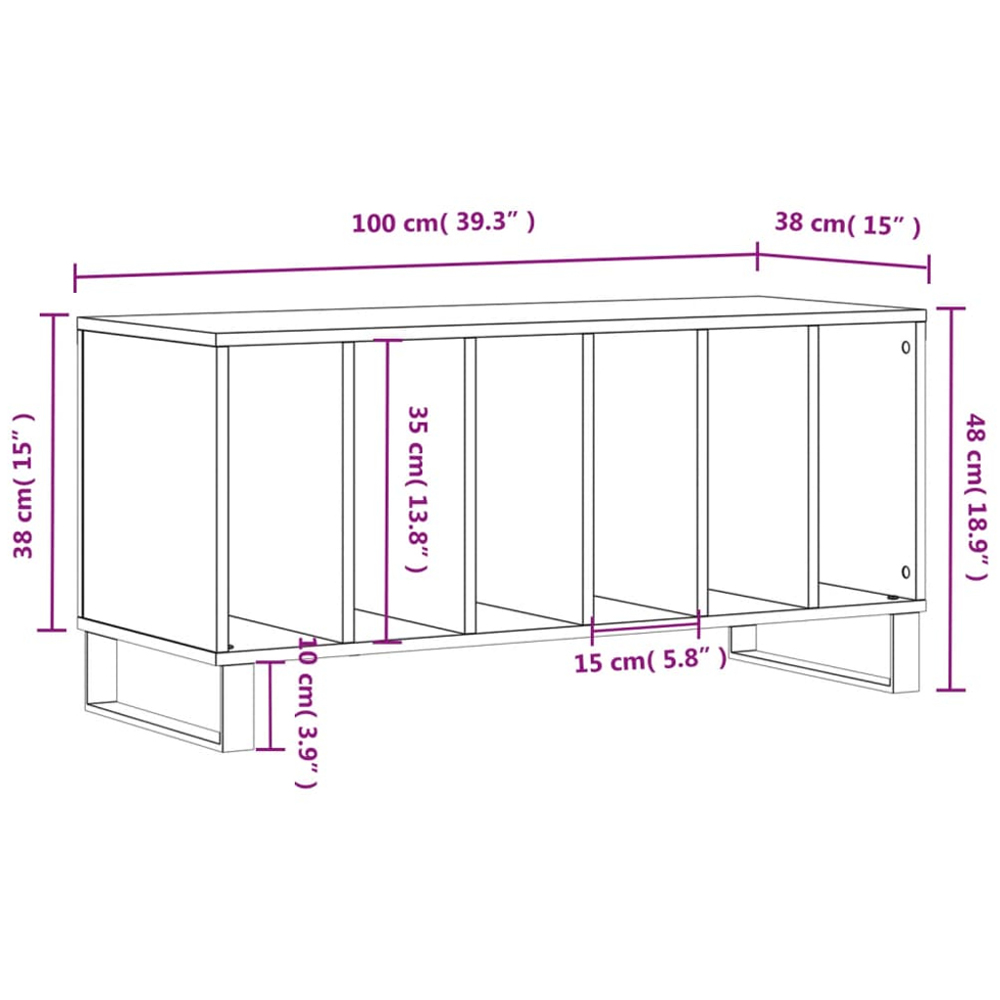 vidaXL 6 Shelf Sonoma Oak Record Cabinet Image 9