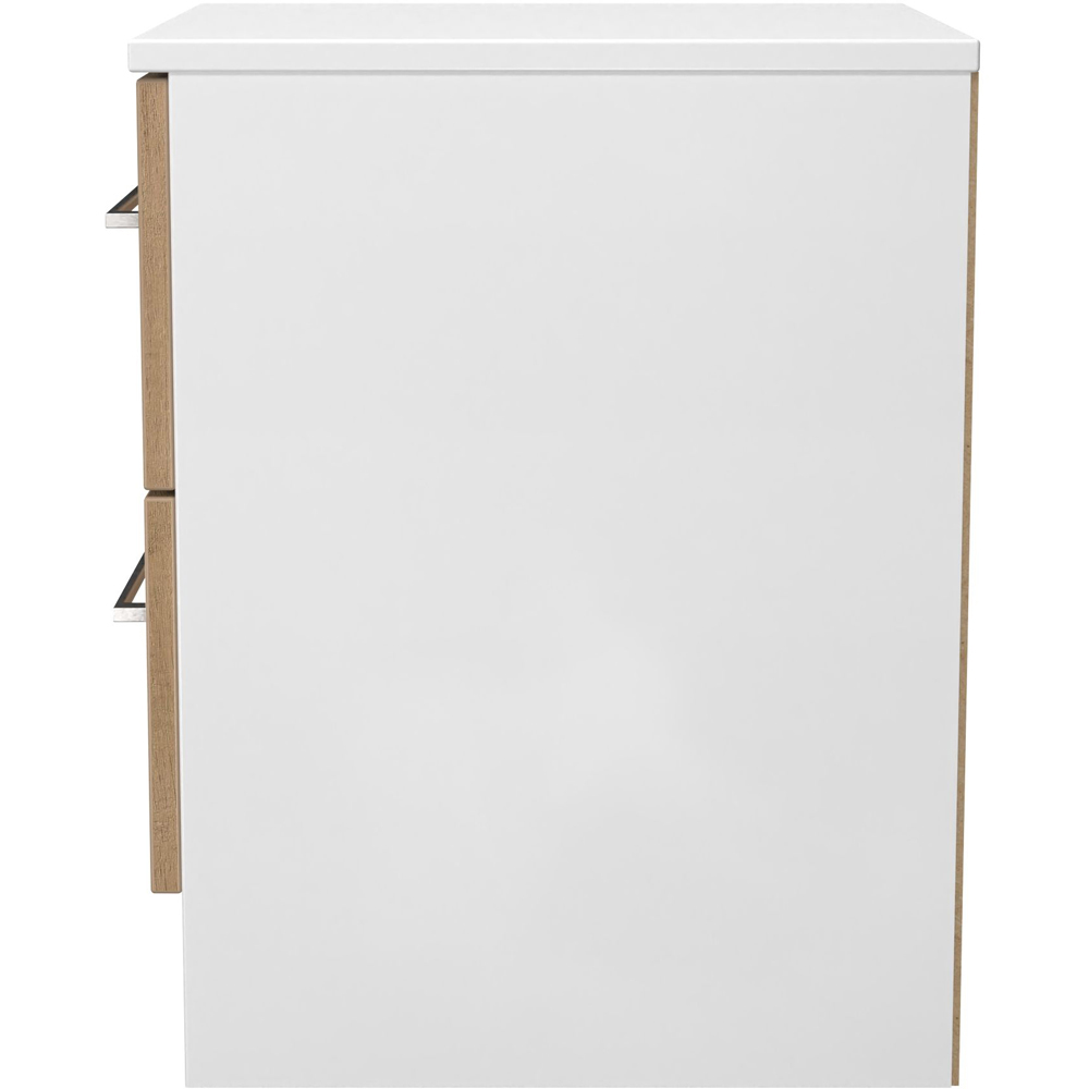 Crowndale Worcester 2 Drawer Slatt Effect and White Compact Bedside Cabinet Ready Assembled Image 4