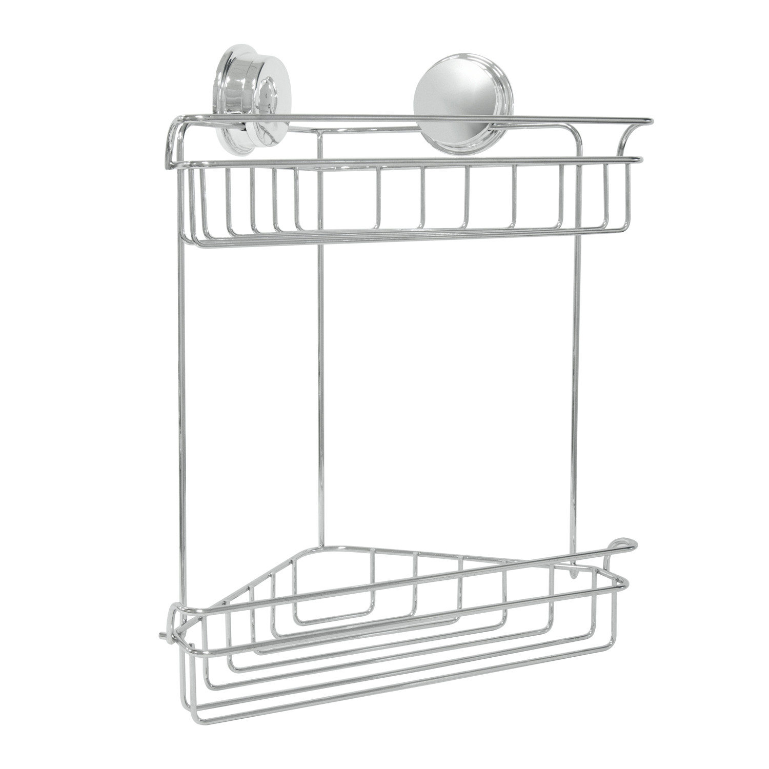 2 Tier Chrome Peel and Fix Corner Shower Caddy Image