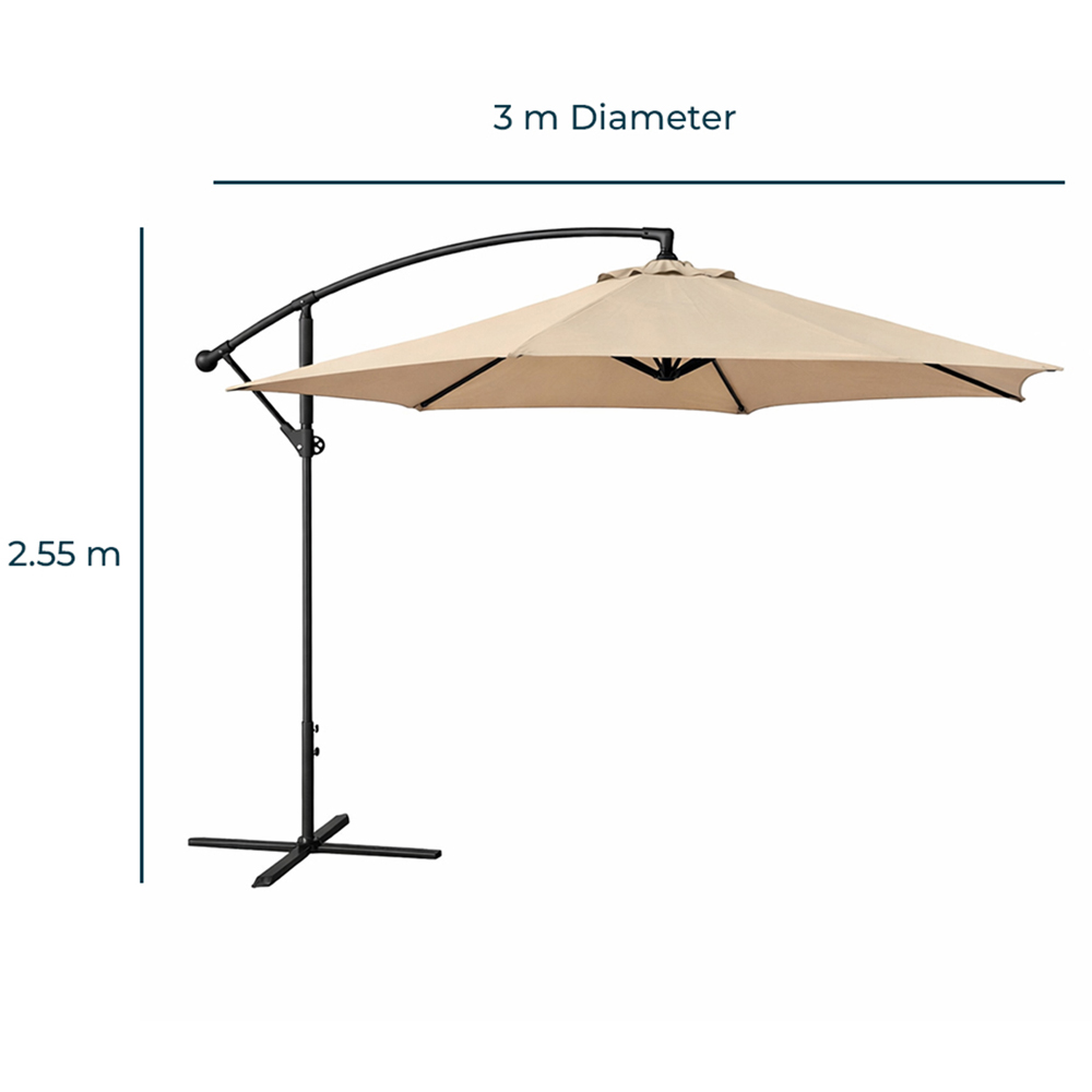 Jack Stonehouse Beige Crank Banana Hanging Parasol 3m Image 4