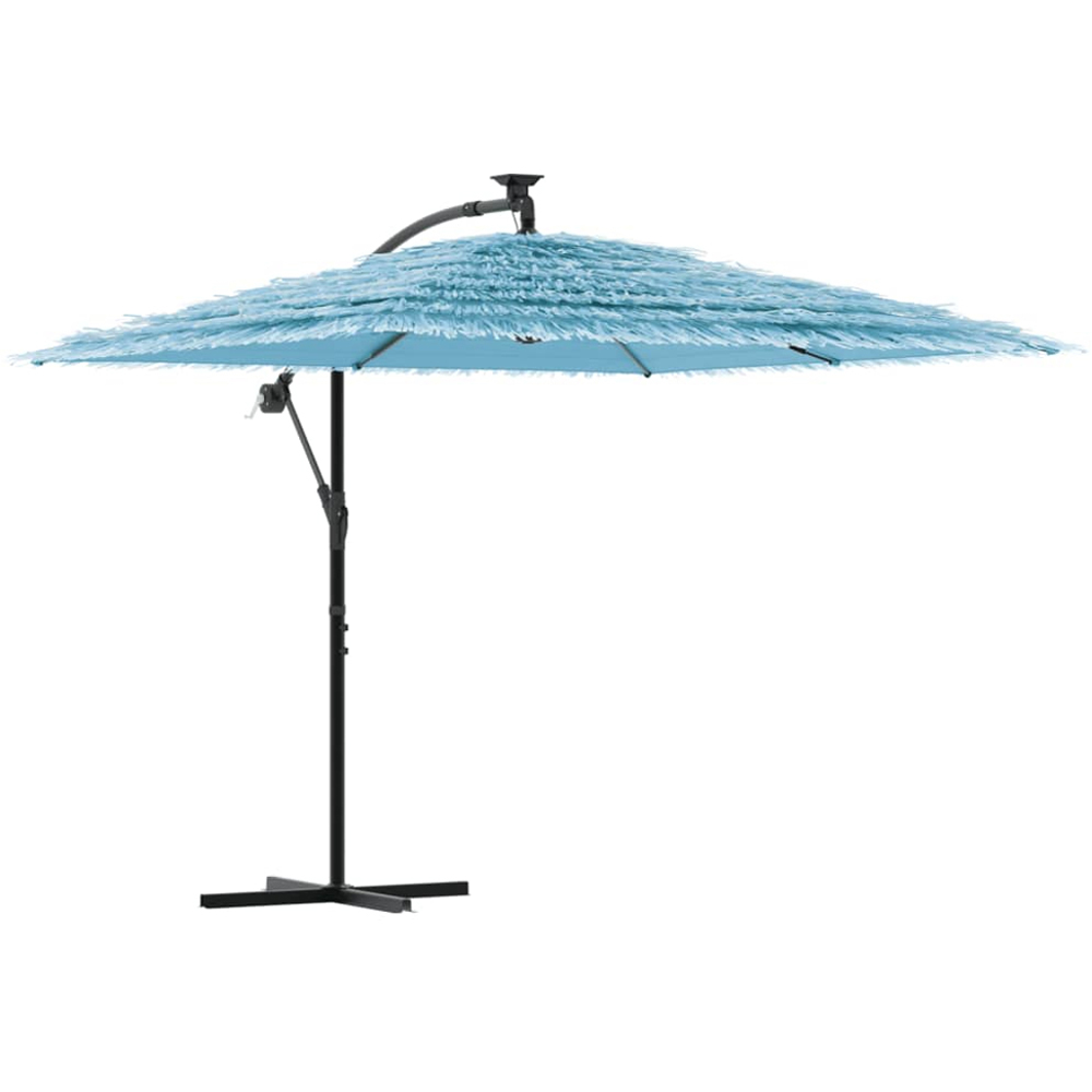 vidaXL Blue Straw Top Cantilever Parasol with Steel Pole 2.4m Image 1