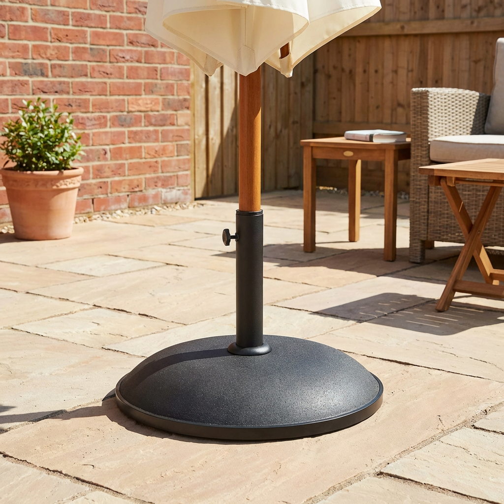 Black Concrete Parasol Base with Adjustable Screw 20kg Image 3